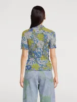 Crush Chiffon Shirt Geranium Print