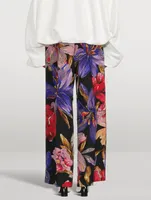 Puvis Wide-Leg Trousers Lilies Print