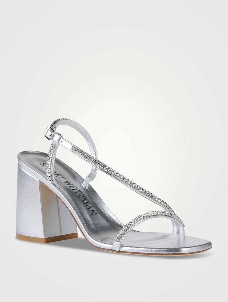 Soiree Embellished Metallic Leather Sandals