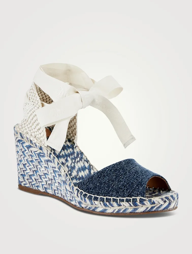 Piia Denim Espadrille Wedge Sandals