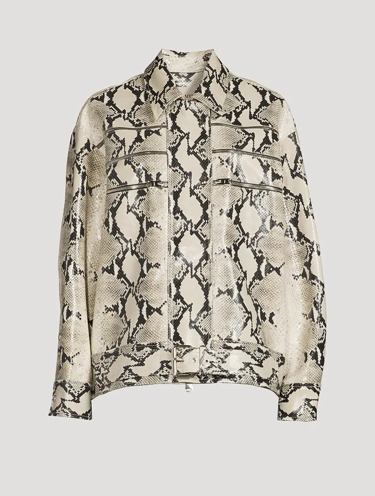 The Tania Jacket in Natural Python-Embossed Leather– KHAITE