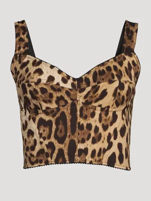 Kim x Dolce & Gabbana Marquisette Corset Top Leopard Print