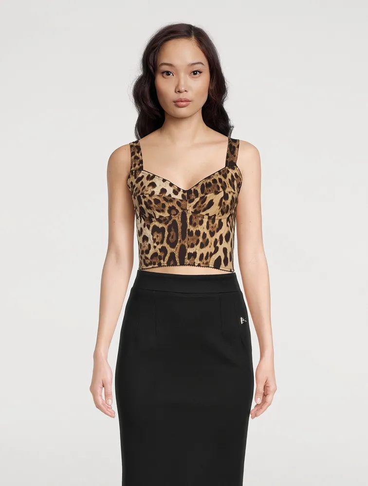 Kim x Dolce & Gabbana Marquisette Corset Top Leopard Print