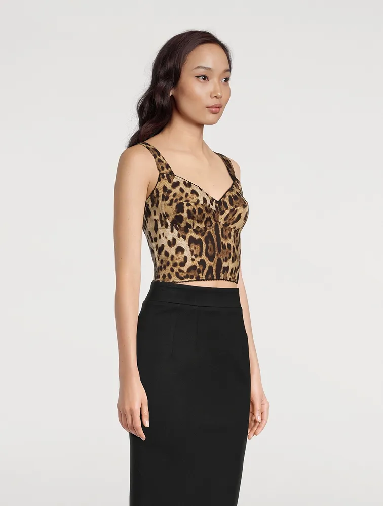 Kim x Dolce & Gabbana Marquisette Corset Top Leopard Print