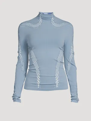 Seamless Cut-Out Turtleneck Top