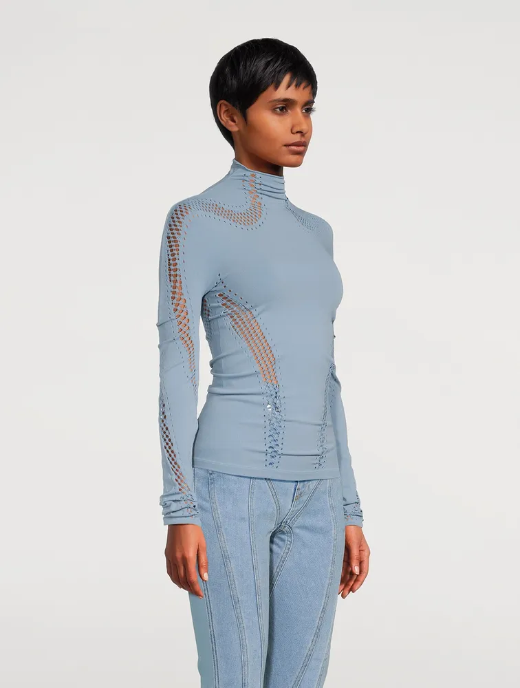 Seamless Cut-Out Turtleneck Top