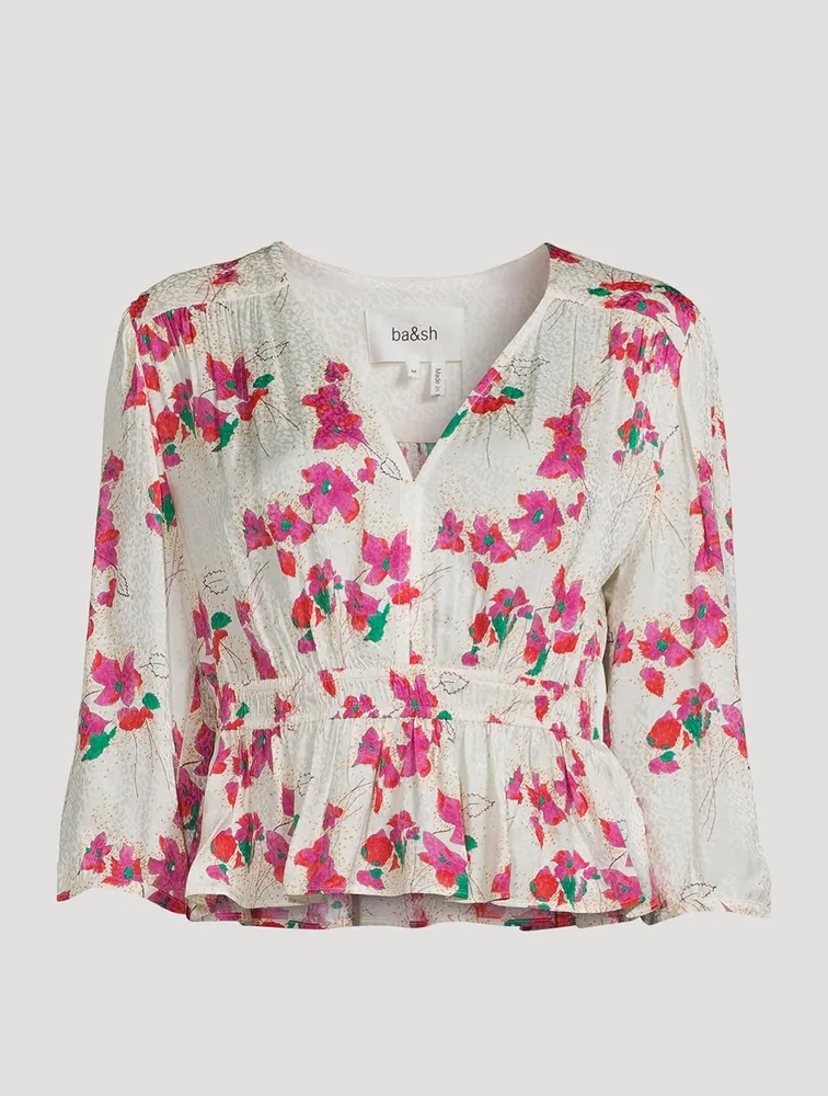 Edon Peplum Top Floral Print
