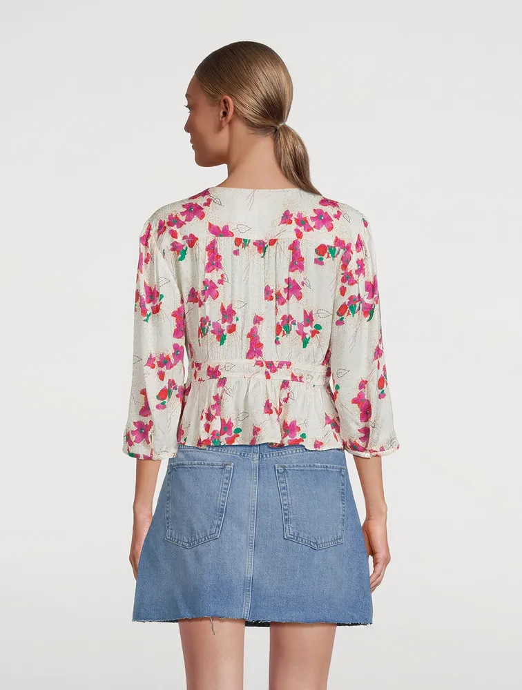 Edon Peplum Top Floral Print
