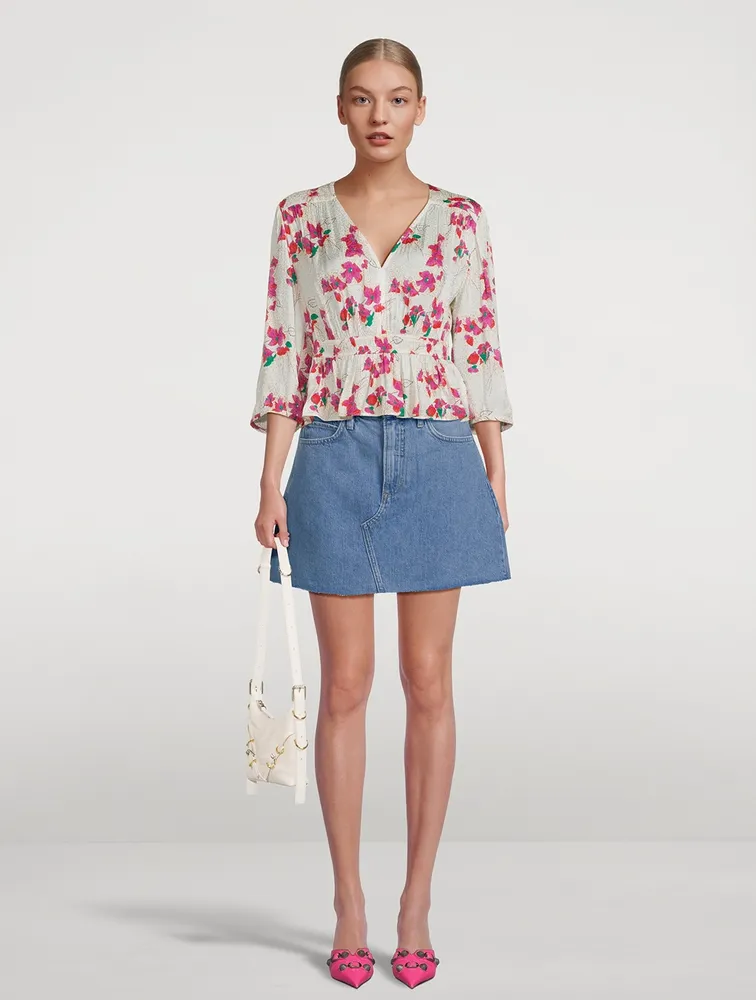 Edon Peplum Top Floral Print