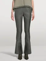 Nylon Twill Pleated Flare Trousers