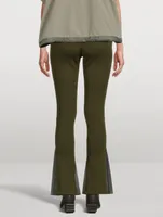 Nylon Twill Pleated Flare Trousers