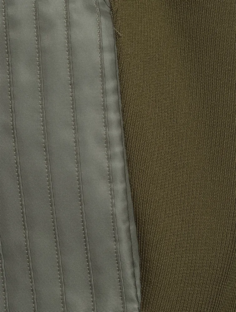 Nylon Twill Pleated Flare Trousers