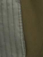 Nylon Twill Pleated Flare Trousers
