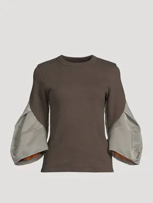 Bell-Sleeve Jersey Sweater