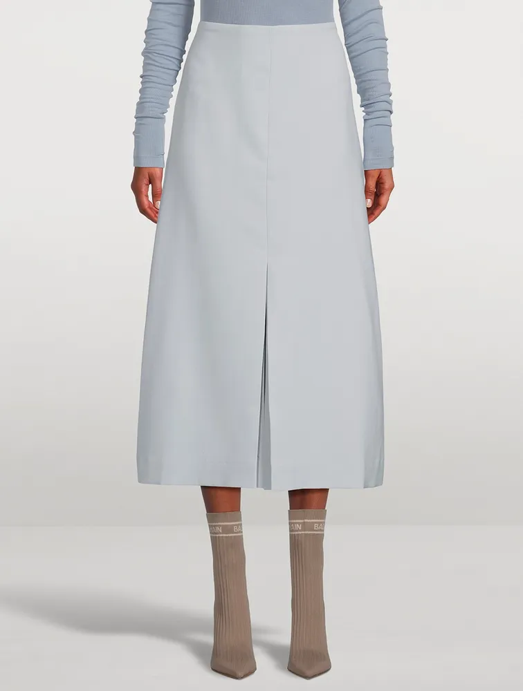 Strike Wool And Silk Midi Skirt