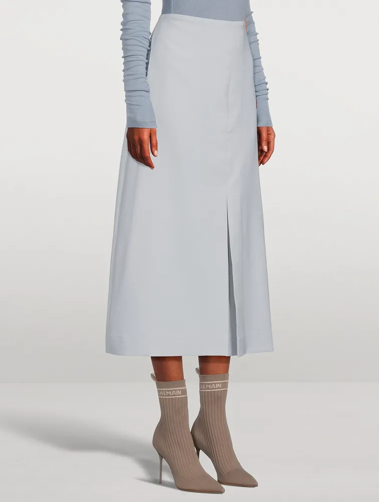 Strike Wool And Silk Midi Skirt