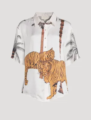 Aries Short-Sleeve Shirt Tiger Print