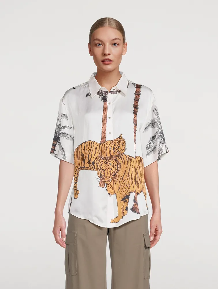 Aries Short-Sleeve Shirt Tiger Print
