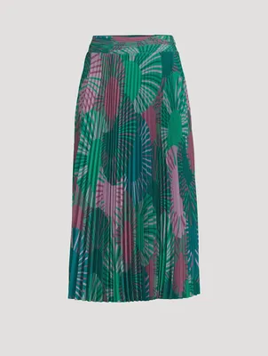 Neo Pleated Maxi Skirt Fern Print