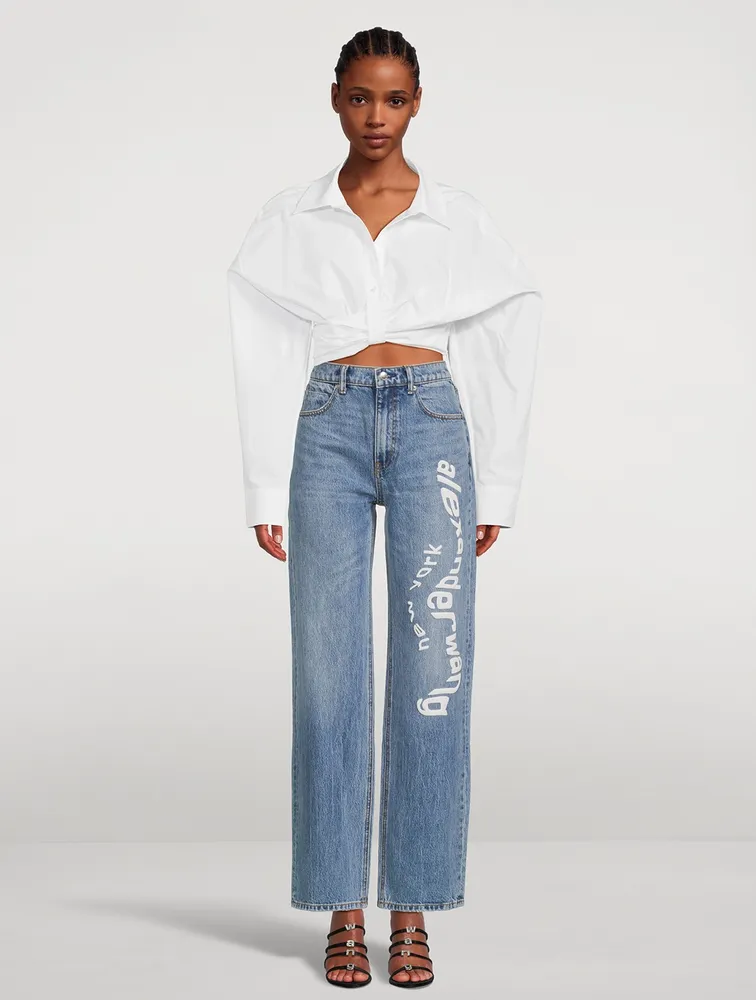 Mid-Rise Relaxed Straight-Leg Jeans With Logo