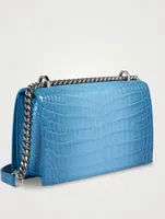 Jewelled Croc-Embossed Leather Satchel