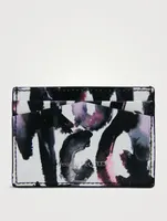 Skull Leather Card Holder In Watercolour Graffiti Print