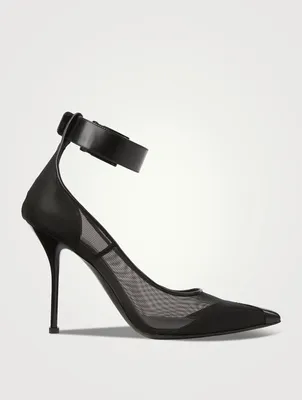 Punk Ankle-Cuff Mesh Pumps