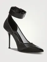 Punk Ankle-Cuff Mesh Pumps