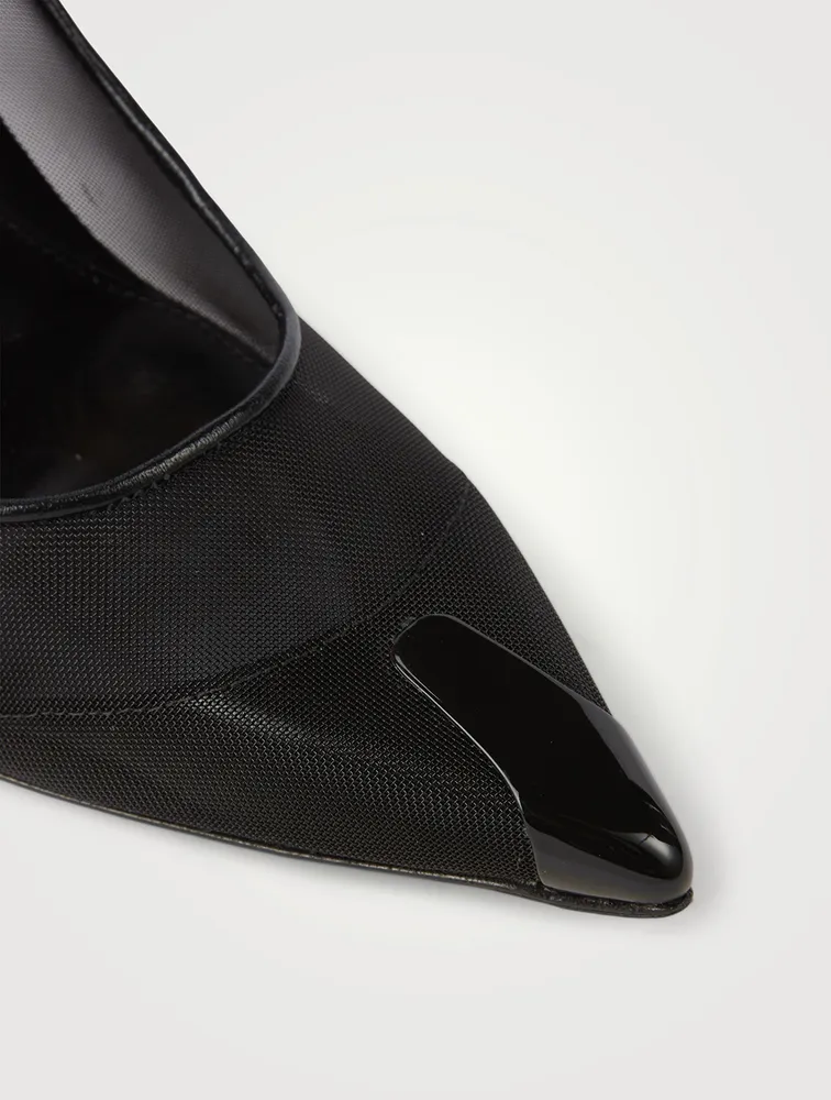 Punk Ankle-Cuff Mesh Pumps