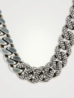 Curb Chain Necklace With Crystals