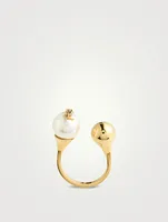 YSL Monogram Faux Pearl And Ball Ring