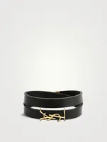 YSL Monogram Double Wrap Leather Strap Bracelet