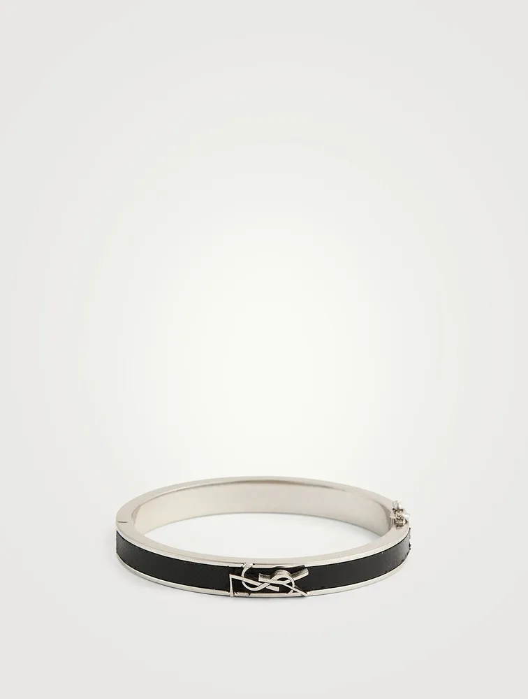 YSL Monogram Leather Bangle Bracelet