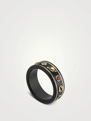 Saturn Icon Thin Band Ring