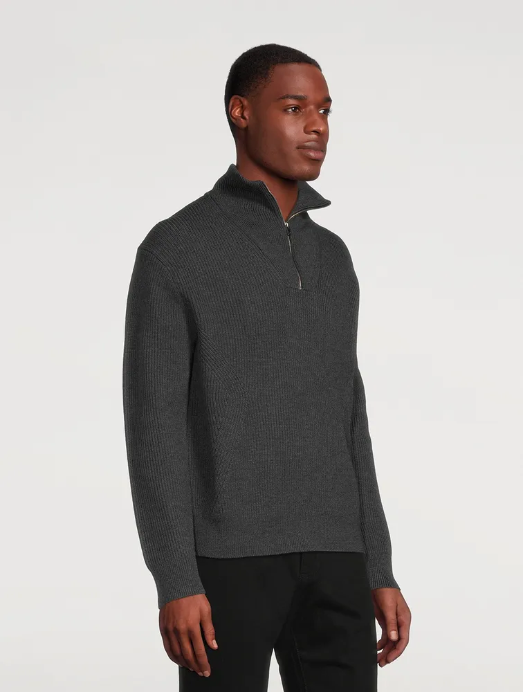 Wool Zip Pullover Sweater