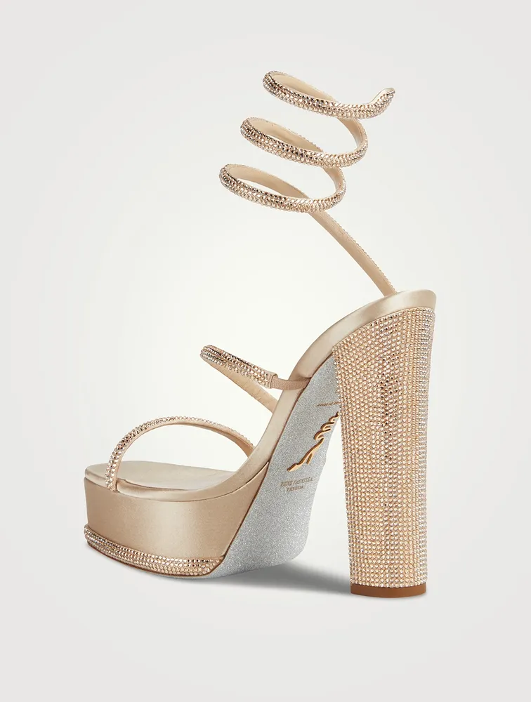 Cleo Crystal Satin Platform Sandals