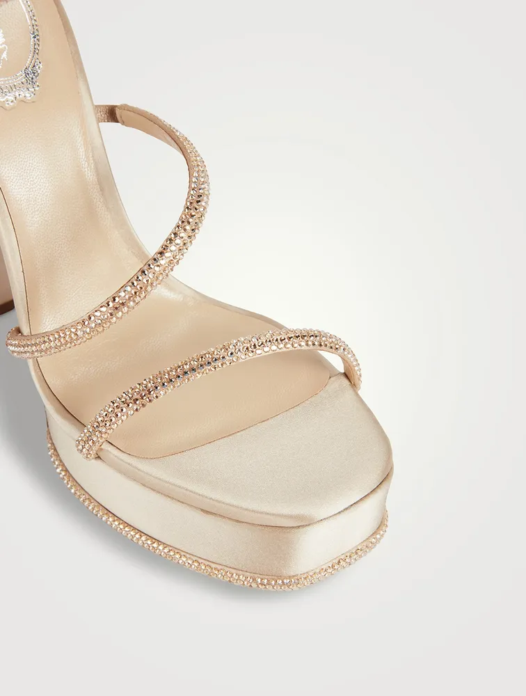 Cleo Crystal Satin Platform Sandals