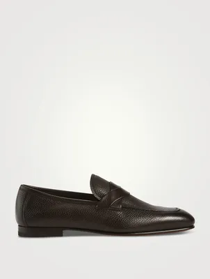 Sean Grained Leather Twisted Band Loafers