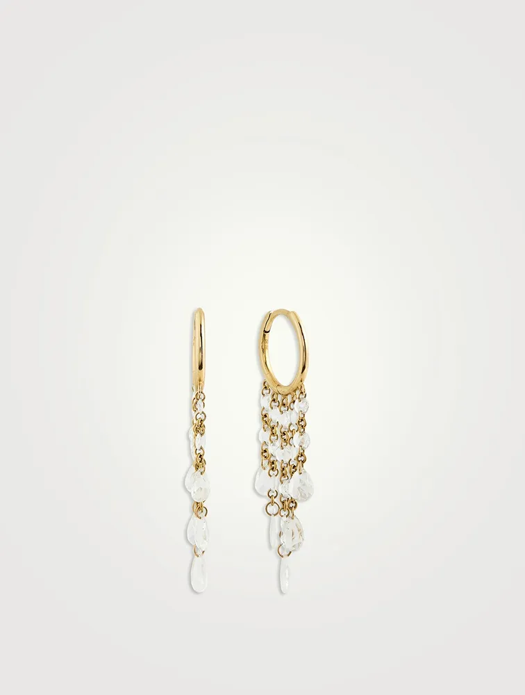18K Gold Hoop Earrings With Pear Diamonds