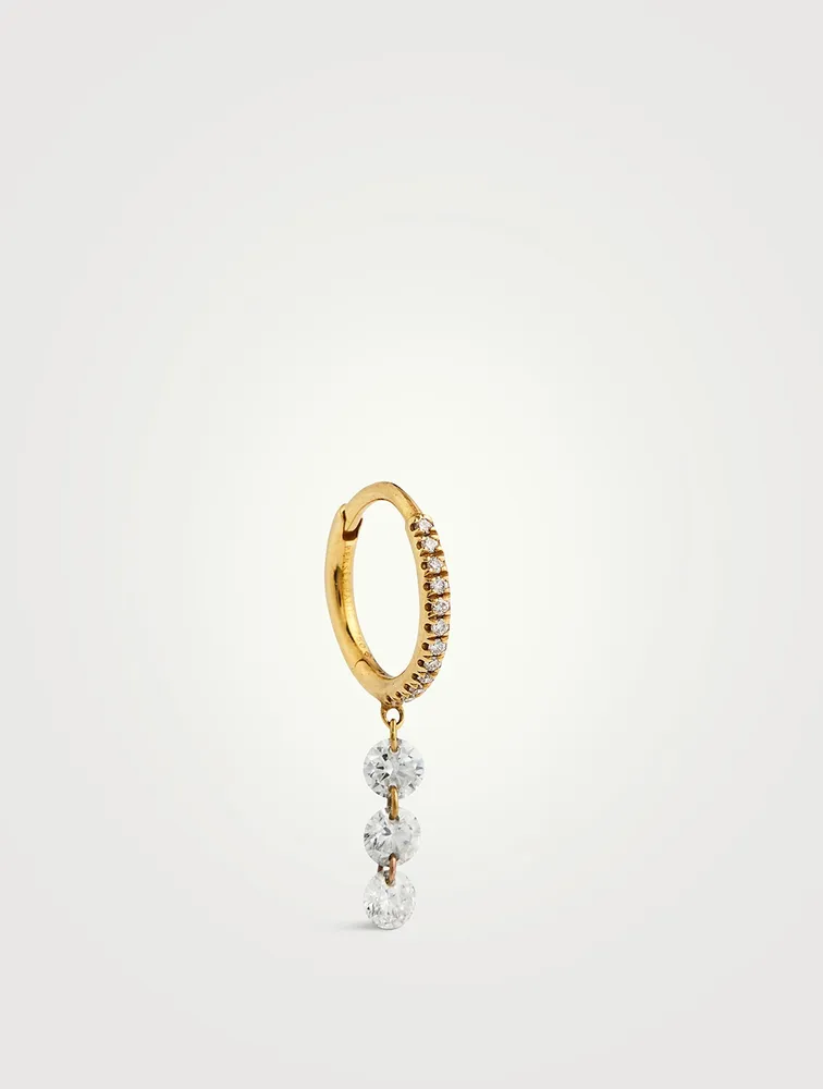 18K Gold Circle Hoop Earring With Diamonds