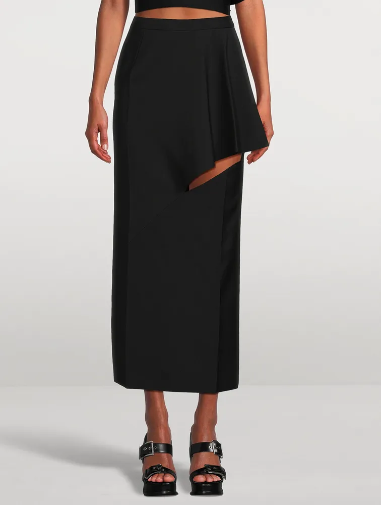 Slashed Wool Maxi Skirt
