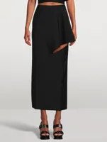 Slashed Wool Maxi Skirt