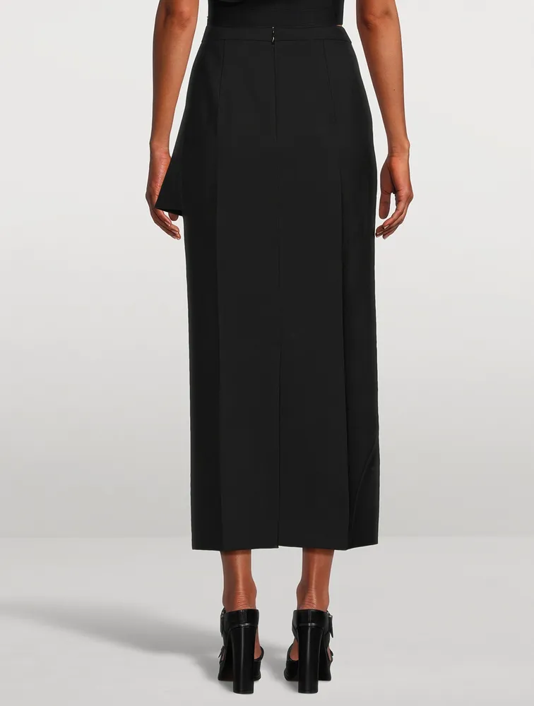 Slashed Wool Maxi Skirt