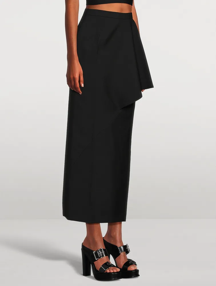 Slashed Wool Maxi Skirt