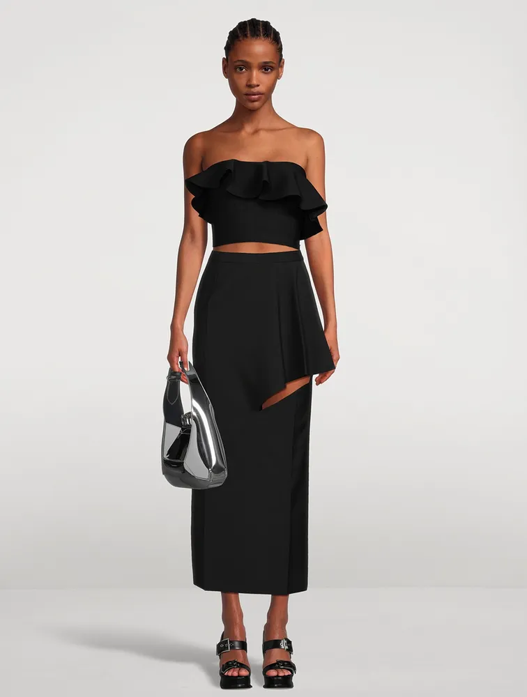 Slashed Wool Maxi Skirt