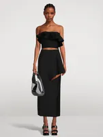 Slashed Wool Maxi Skirt