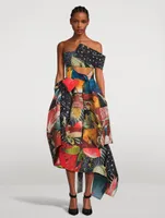 Slashed Polyfaille Dress in Hieronymus Bosch Print