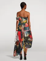 Slashed Polyfaille Dress in Hieronymus Bosch Print