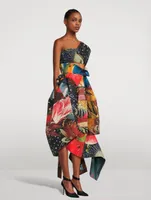Slashed Polyfaille Dress in Hieronymus Bosch Print
