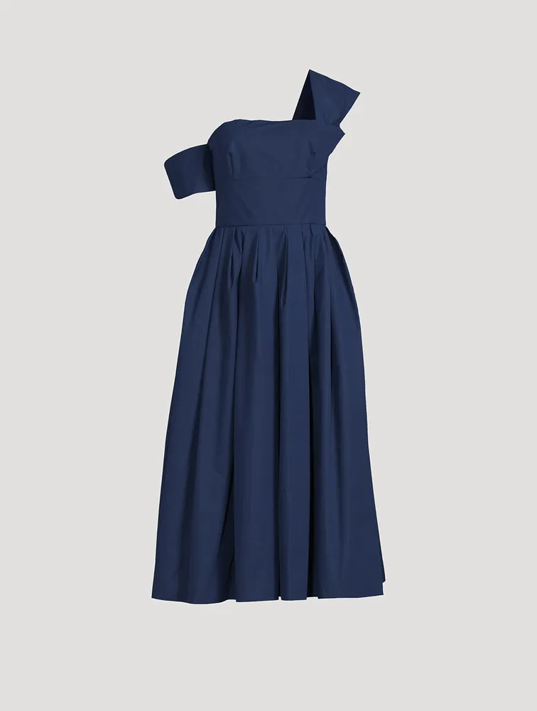 Asymmetric Poplin Midi Dress